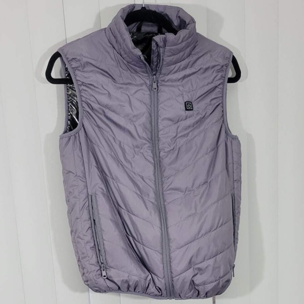 CHANGEOWN 3 Level Heated Puffer Vest Zip Up Insulated Pockets Gray Size Small